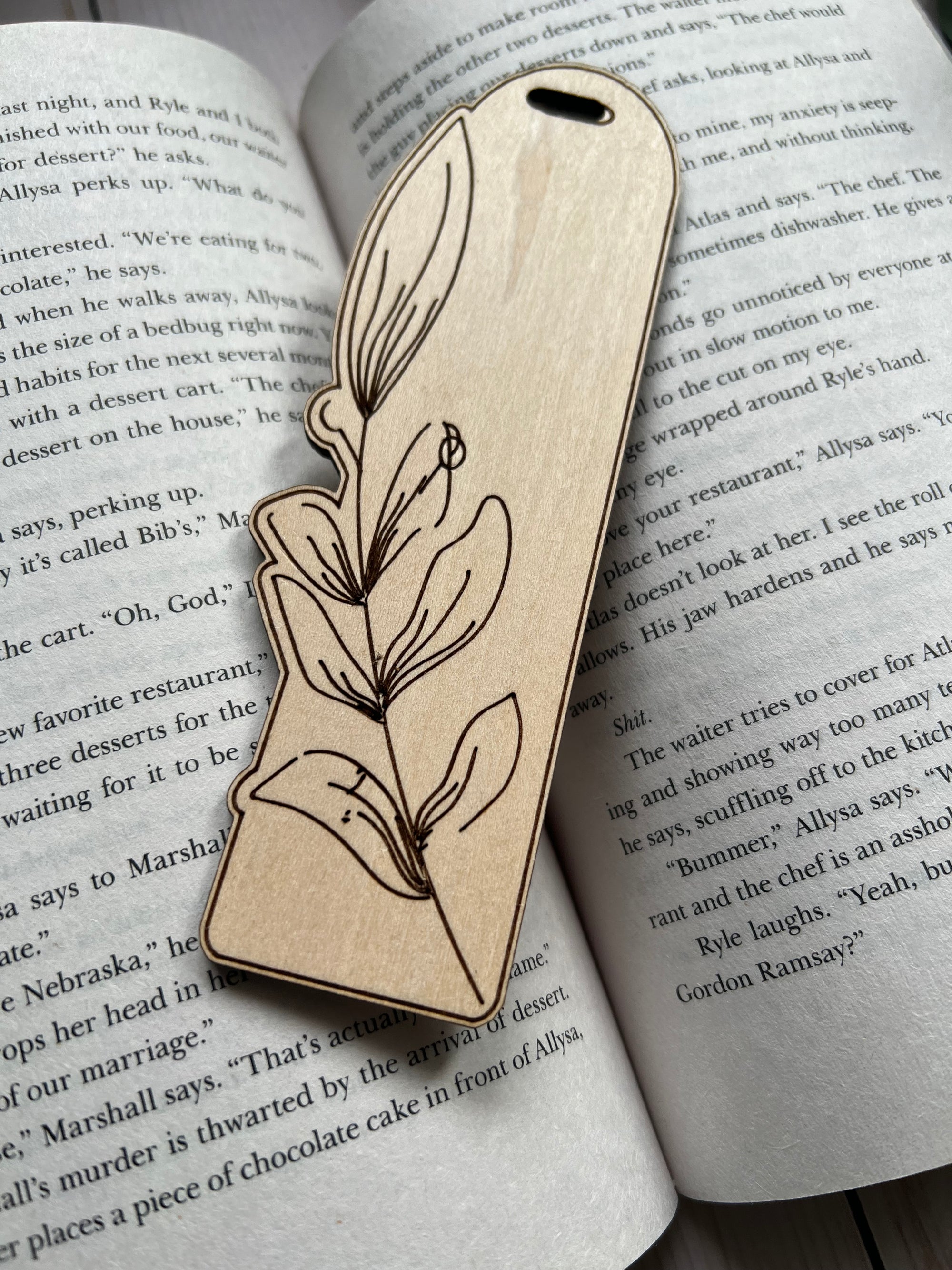 Wooden Floral Bookmark