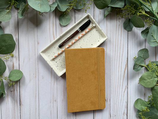 Mustard Yellow Suede Hardcover Dot Journal